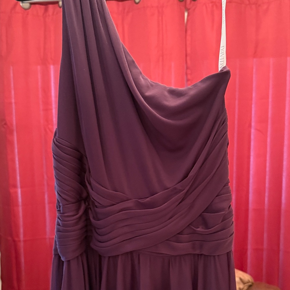 David's Bridal One-Shoulder Gown in Rich Purple